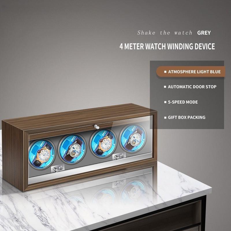 High-End 1 2 3 4 Slot 5-speed Automatic Watches Box Adjustable Watch Cabinet Clock Storage Box Luxury Wood Watch Winder