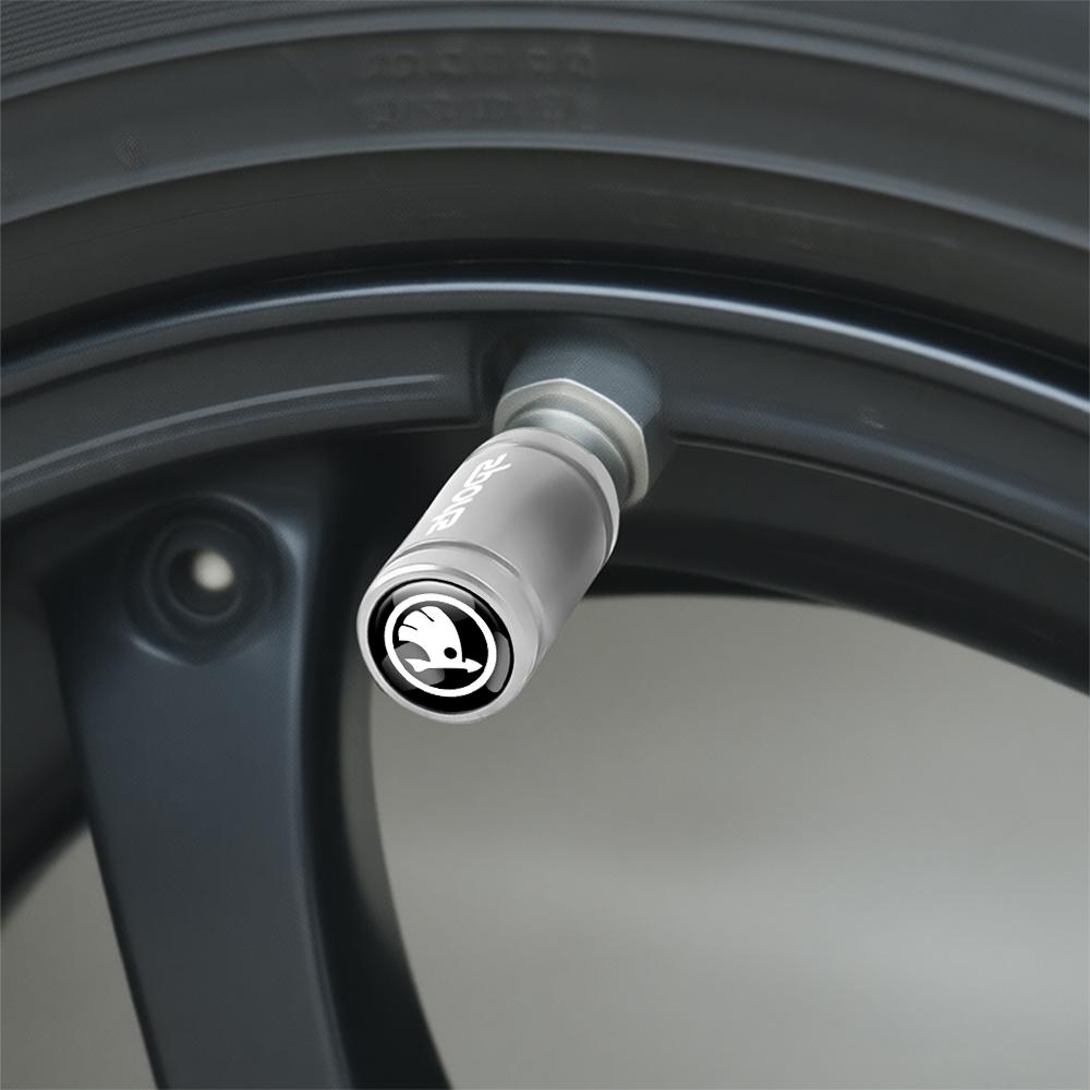 4Pcs Frosted Car Wheel Tire Valve Stem Air Cap Auto Accessories For Skoda S Kodiaq Fabia Kamiq Karoq Octavia 3 A5 A7 Rapid Scala xkbf53