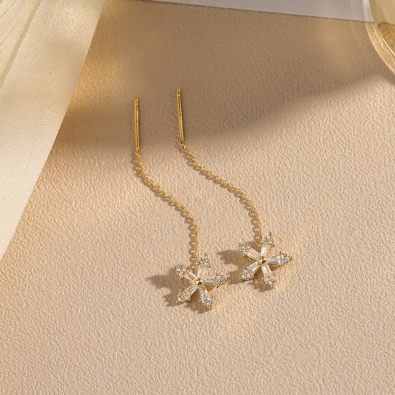 Snowflake Ear Thread Long Tassel Earrings Summer Unique Design Luxury Chic Drop Earrings for Women