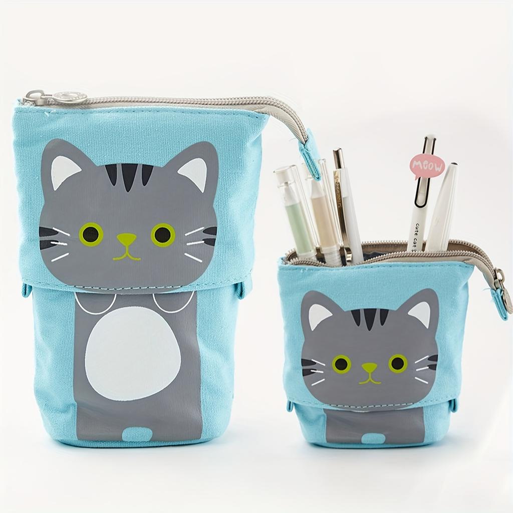 Cute Zipper Retractable Vertical Pencil Case Suitable for Students To Use Fashionable Student Stationery with Various Colors