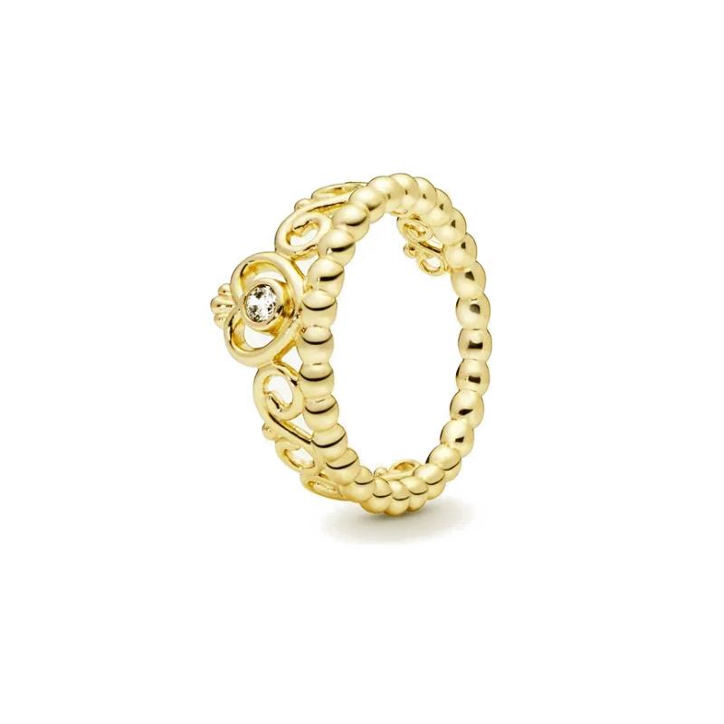 New copper Light Gold Plated Crown Love Bow Colored Diamond Ring Charm Compatible With for Party Daily Leisure Wear Do It Yourself Womens Boutique Je