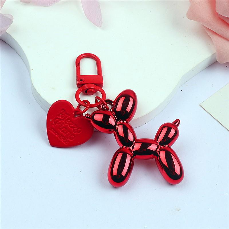 Balloon Dog Keychain Alloy Heart DIY Phone Case & AirPods Protective Earphone Case Pendant.