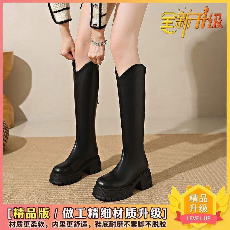 Small Thick-soled Boots Women's 2025 Autumn Velvet But Knee-high Knight Boots Boots Boots Women's Autumn and Winter Boots