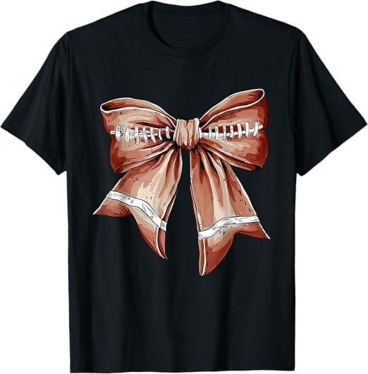 

Coquette Bow Funny Football Lover Game Day Football Mom Life T-Shirt 2XL