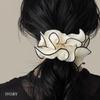 JewelVOX Scrunchie Hair Accessory for Organza and Chiffon with Design Women, Piping, Two-Tone (Ivory)