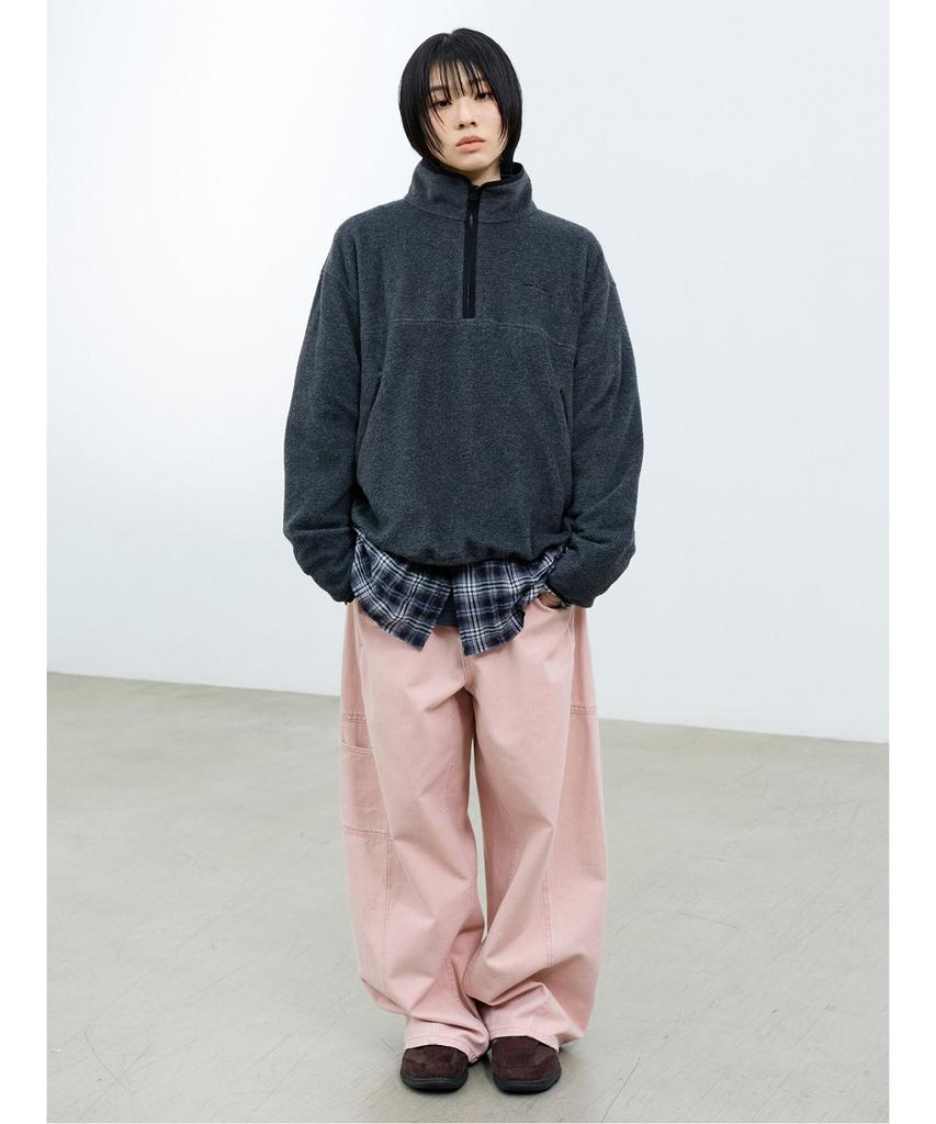 Saendeusaundeu (Unisex) Wide Balloon Fit Work Denim Pink