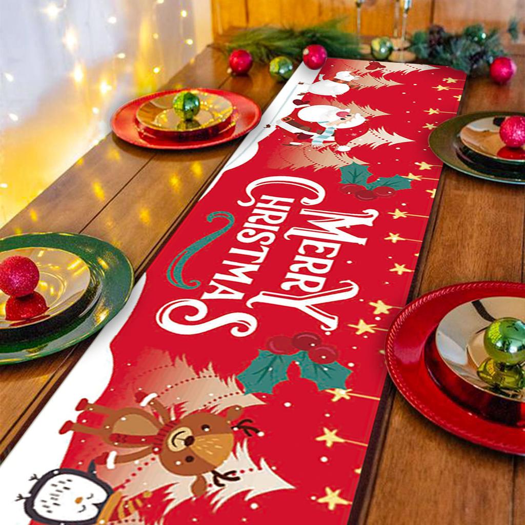 New Christmas table flag decoration, home kitchen imitation linen tablecloth Christmas table flag