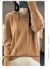 Women's Pure Wool Loose Knit Hoodie - Solid Color, Long Sleeve, Drawstring Hood, Casual Fashion Warm Pullover