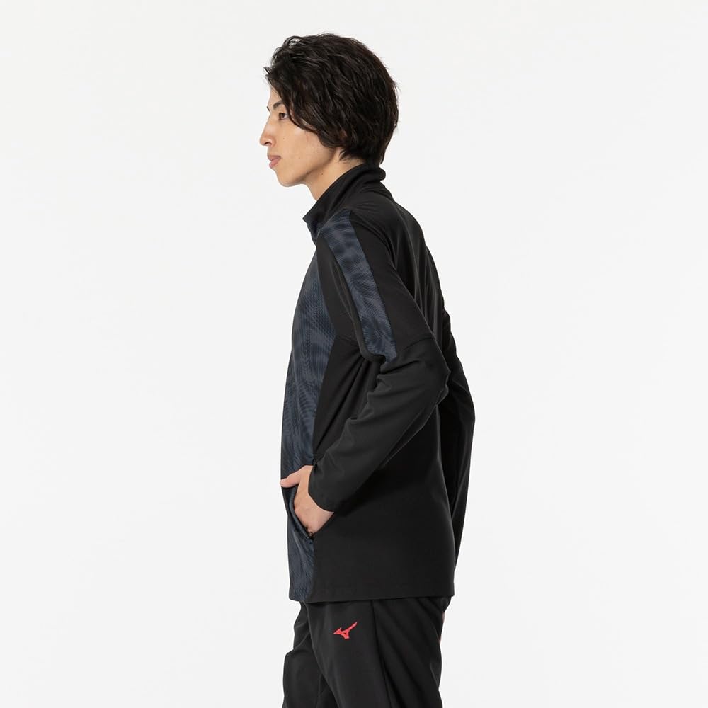 Mizuno Dry Aeroflow Hybrid Highly Training Model Black Men's Jacket, Breathable, Sweat-Wicking, Quick-Drying Jersey, 32MCB031,