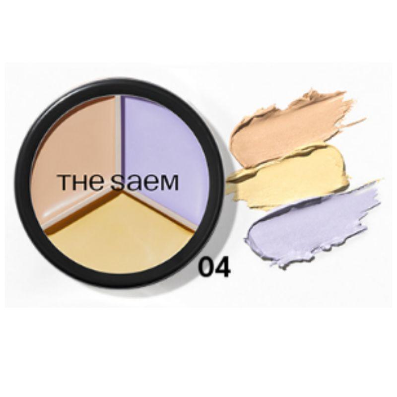 THE SAEM Cover Perfection Triple Pot Concealer 13.5g – 7 Color Correcting Cream Palette for Flawless Coverage & Contouring