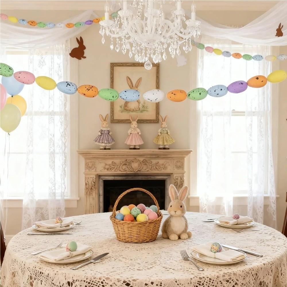 Easter Egg Easter Eggs Wreath Colorful Speckled Egg Easter Egg Garland 115/120/150/200cm DIY Craft Hanging Ornaments Party Favor