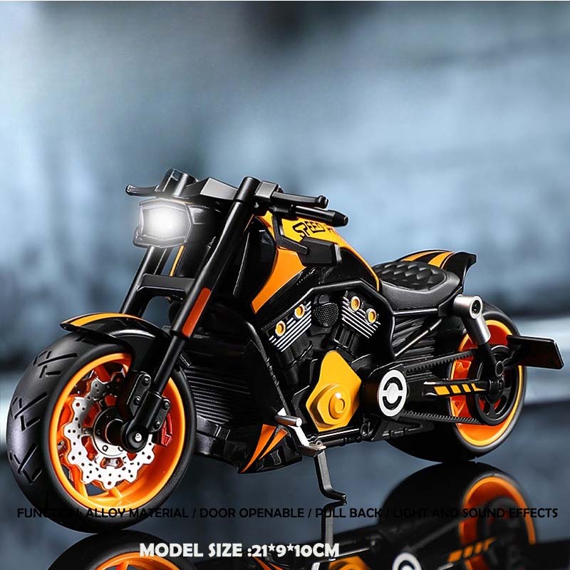 Simulation 1:10 Legierte Harley Vintage Motorradmodelle Mit Sound und Licht Diecast Spielzeug Motorrad Sammlung Miniatur Auto gray