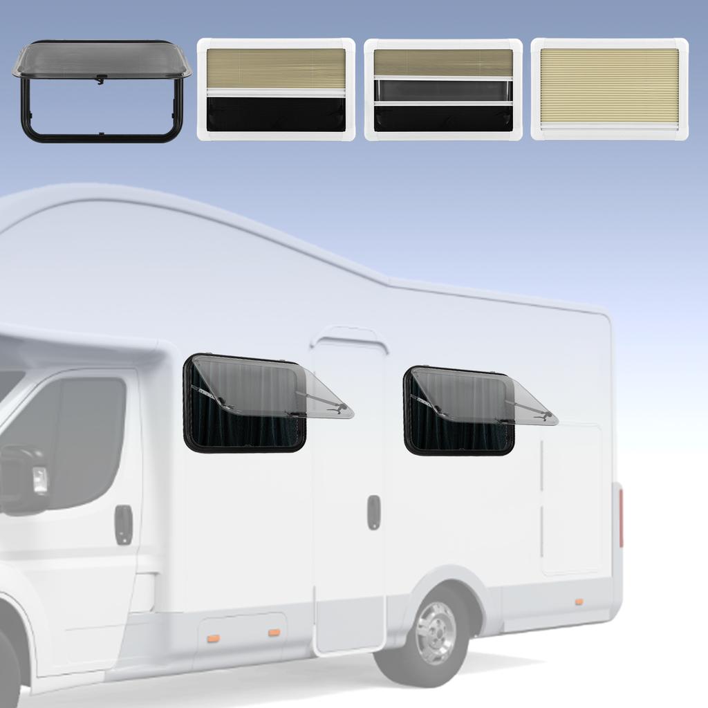 RV Window L800 H500mm with Screen Sunshade Double Layer Acrylic Glass Anti UV Push Out Window for 28