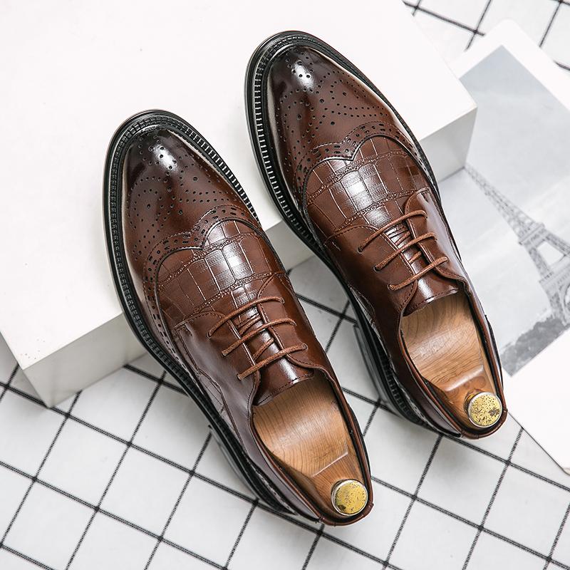 Leather Shoes Young British Dress Casual Business Sense Leather Shoes Wedding Groom Suit Height Increase