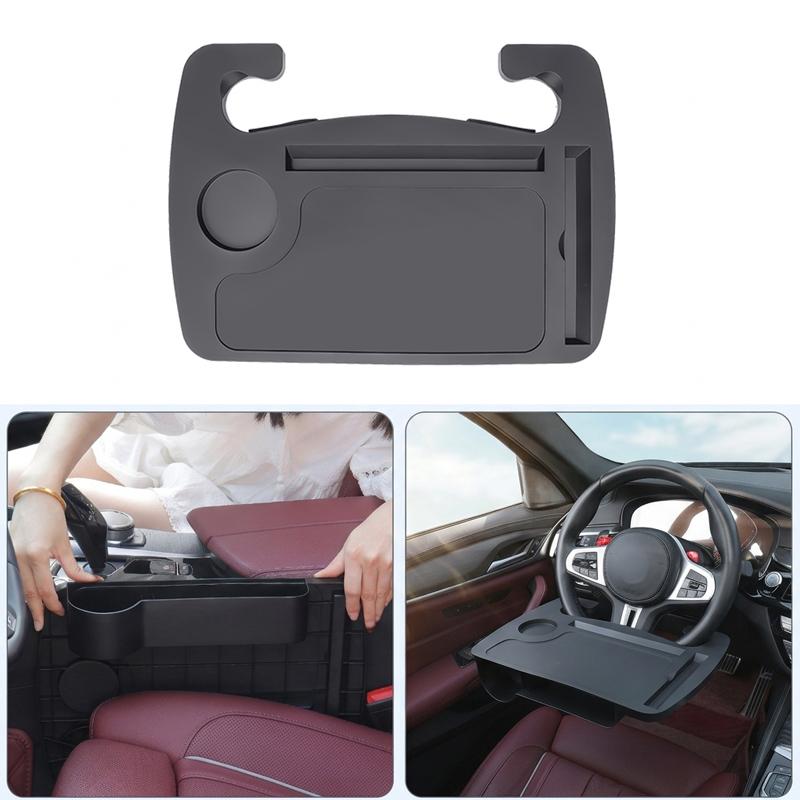 SEAMETAL 2-in-1 Car Steering Wheel Desk Seat Gap Storage Box In-Car Laptop Tablet Holder Auto Office Dining Tray Car Interior Accessory