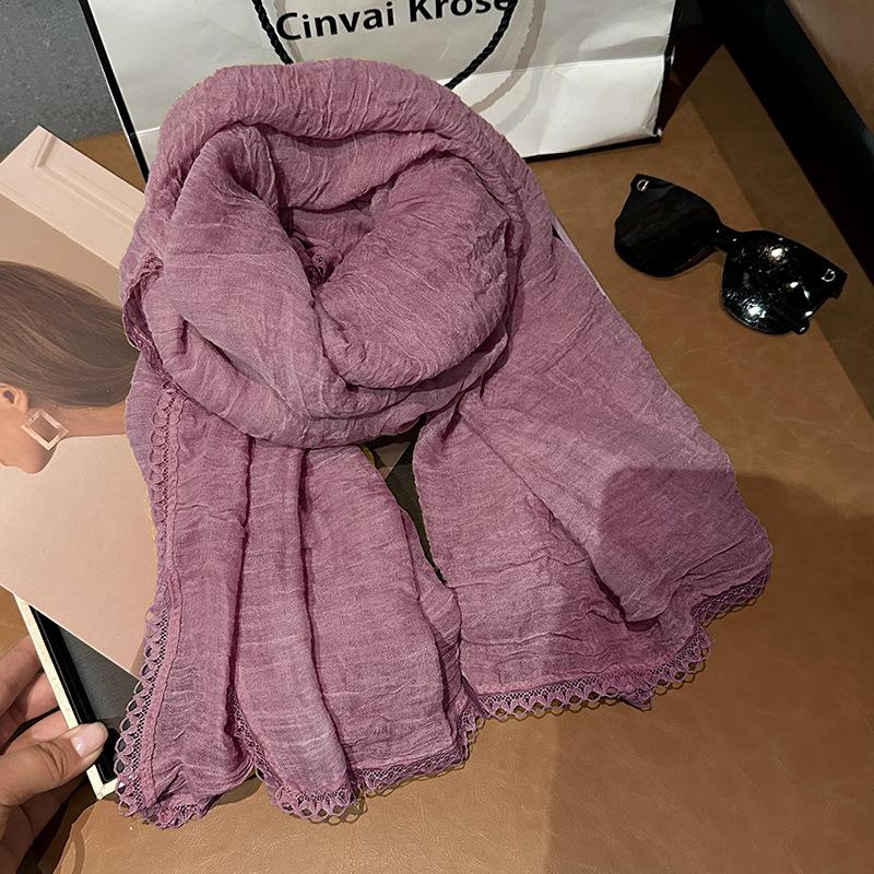Scarf female autumn and winter new student small fresh literary solid color silk scarf multi-functional warm shawl scarf