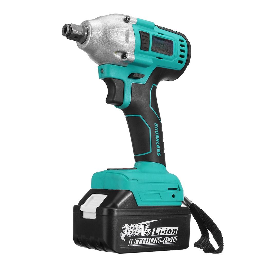 388VF Brushless Cordless Electric Screwdriver Impact Wrench 22800mAh Li-ion Batery 800N.m Torque Wrench Power Tools Blue