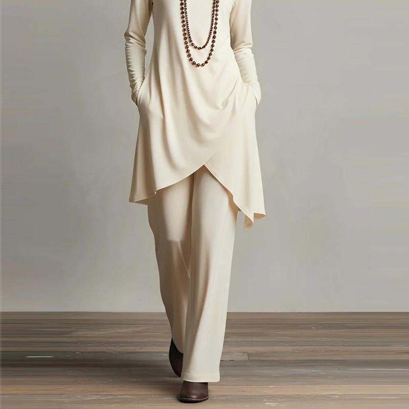 Long-sleeved T-shirt Trousers Two-piece Casual Solid Color All-match Suit