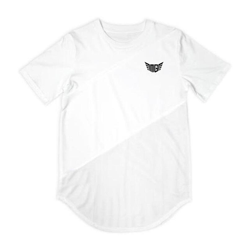 Muscleguys Mens  Printed Fitness Tees Youthful Vitality Short Sleeve T-shirt Sportswear Tees Mesh+cotton Gym Clothing  Bodybuilding  Top
