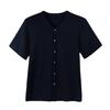 Men Button Down T-shirt Solid Color V-Neck Short Sleeve Tee Shirt Summer