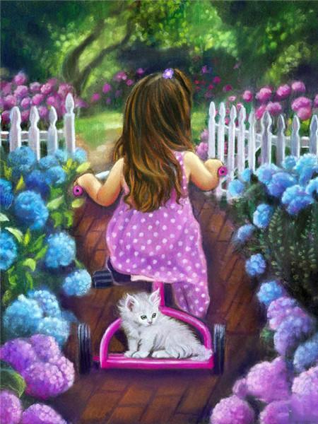 Full Drill Diamond Painting Children Diamond Embroidery Garden Mosaic Portrait Cross Stitch Children's Room Decor