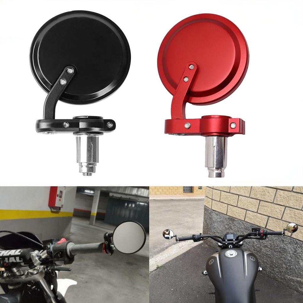 SZYUMO 22mm Universal Motorcycle Bar Mini Mirror Set for Easy Round Shape Mirrors, Scooters, Installation, (Black)