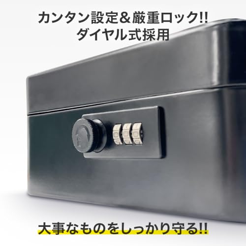 VOICE Portable Safe VSB-3-B, Dial Lock, A6 Size, Small, for Home and Office Use, W20 x D16 x H9cm (Black)