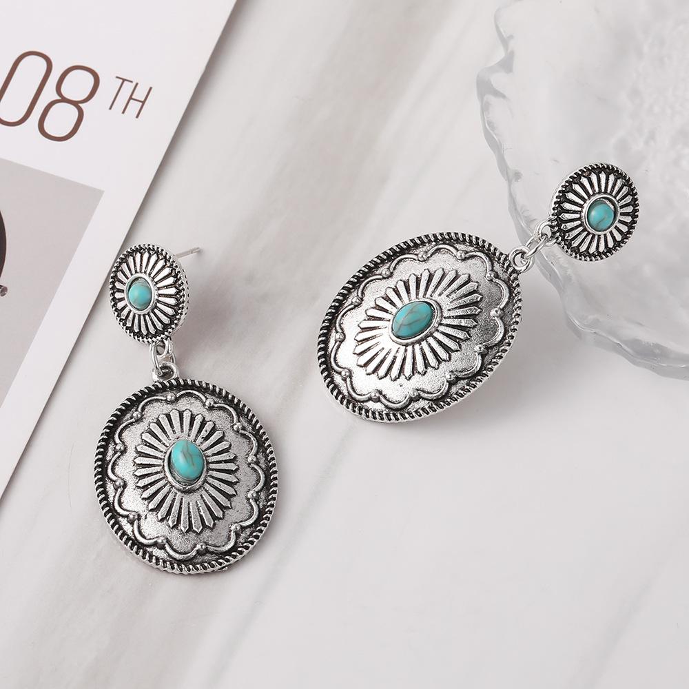 New Retro Earrings Bohemian National Style Turquoise Earrings Earrings