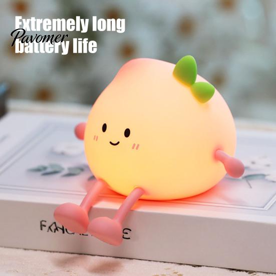 Portable USB Charging Night Light Cute Peach Light, Tap Control Squishy Bedside Lamp with Phone Holder, 2 Styles Warm Practical Desk Organizer Gadget