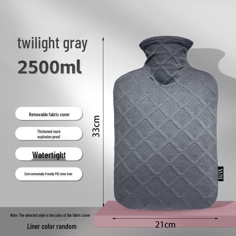 2500ml Diamond Pattern Large Hot Water Bottle, Thickened Explosion-Proof, Leak-Proof Hand Warmer for Hot Compress.