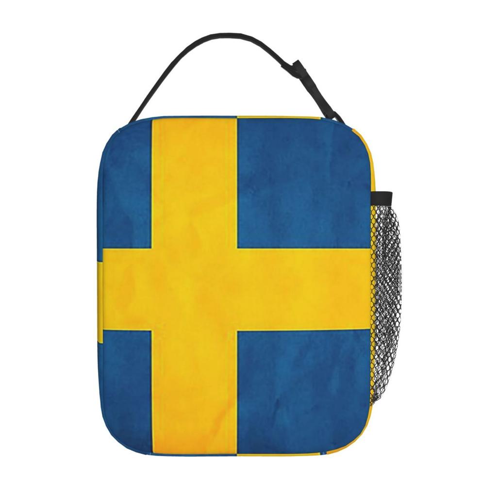 Sweden Swedish Flag Insulated Lunch Bag for Women Children Leakproof Food Boxes Thermal Lunch Box Tote