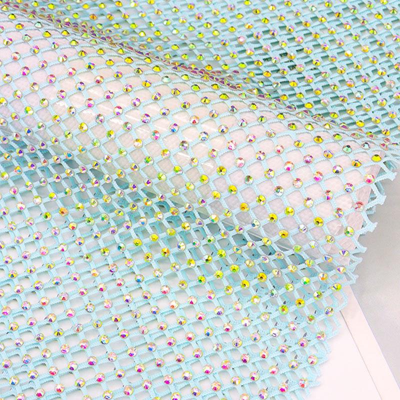 Tessuto a Rete Strass Cristallo Bling Lucido Elastico Scintillante Rete Traforata 1*5M Tessuto Fai da Te Abiti Borsa Creazione Decorazioni per Feste