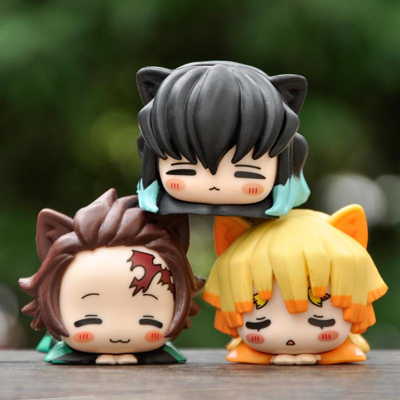 6Pcs/Set Anime Demon Slayer Figure Nezuko Tanjirou Zenitsu Inosuke Mini Figurine Collectible Model Doll Fans Gift