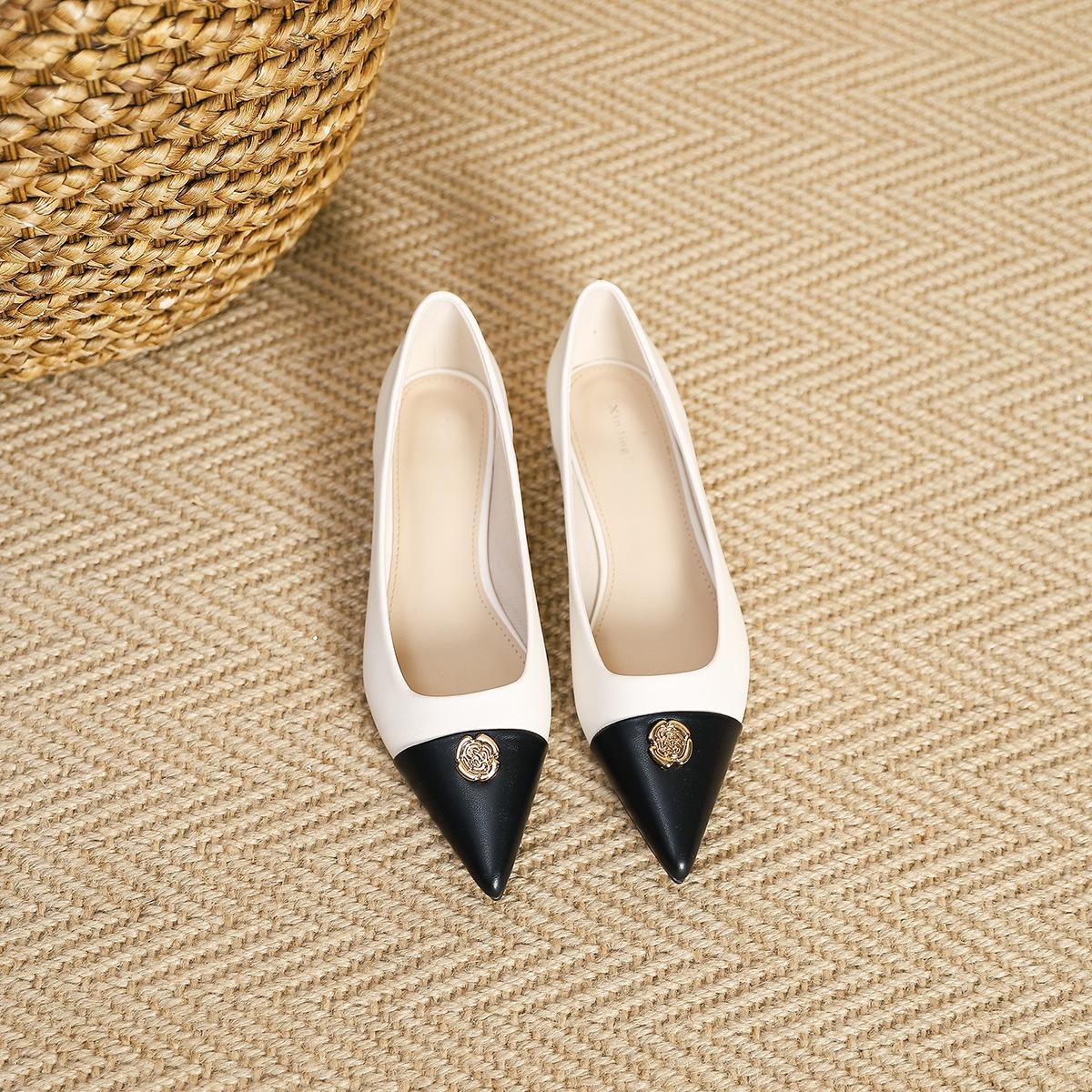 

2008-16 маленькая золотая монета остроносые балетки 2025 новая цветовая гамма остроносые туфли на низком каблуке профессиональные для работы женщины 40