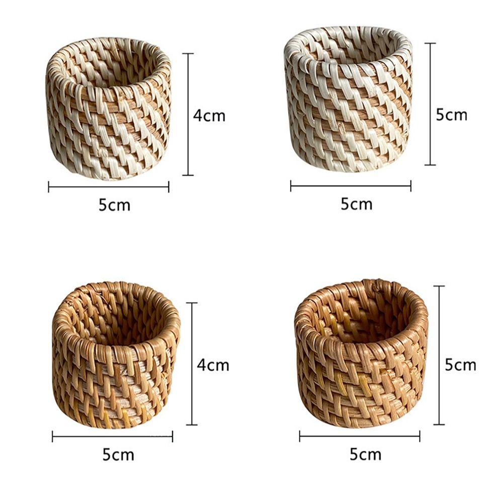 Anneau de serviette tressé en rotin Design tressé fait à la main Anneau de serviette rustique Fermeture à boucle Anneau de serviette réutilisable Porte-serviette Décoration de table