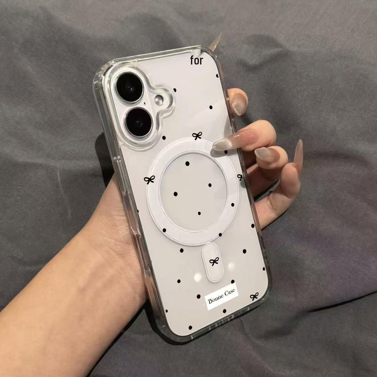 

Polka Dot Bowknot Apple 17 Magnetic iPhone 17 Pro Protective Case - Drop-proof, Hard for iPhone 15/13/12/11 Apple 15 Pro Max