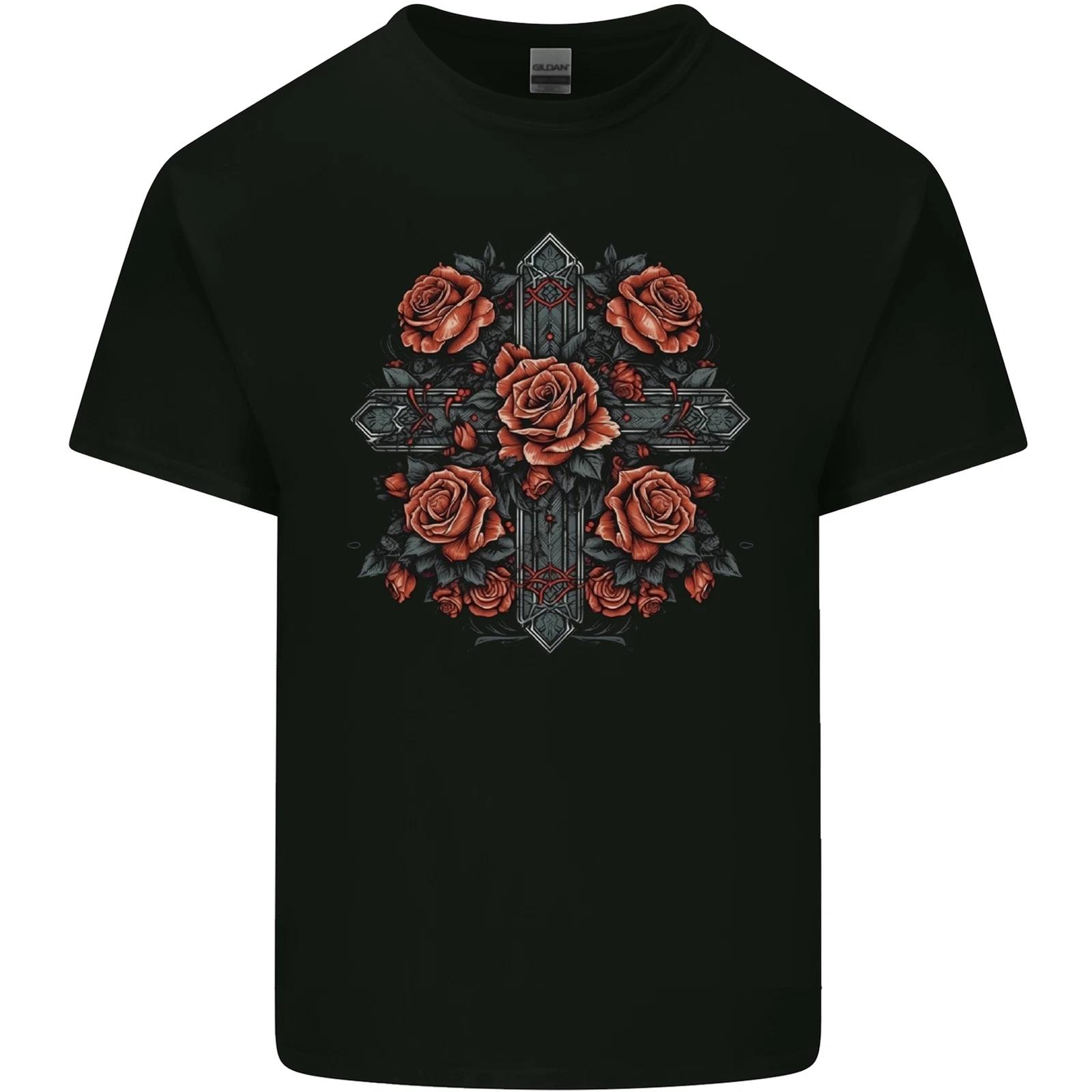 A Cross With Roses Kids T-Shirt Childrens 2XL