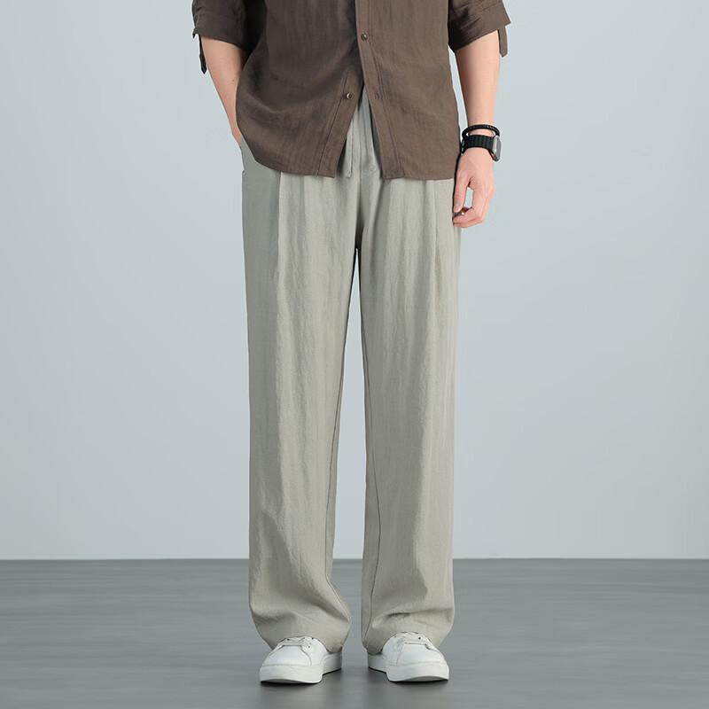 PLAYBOY Men's Tencel Linen Blend Casual Pants