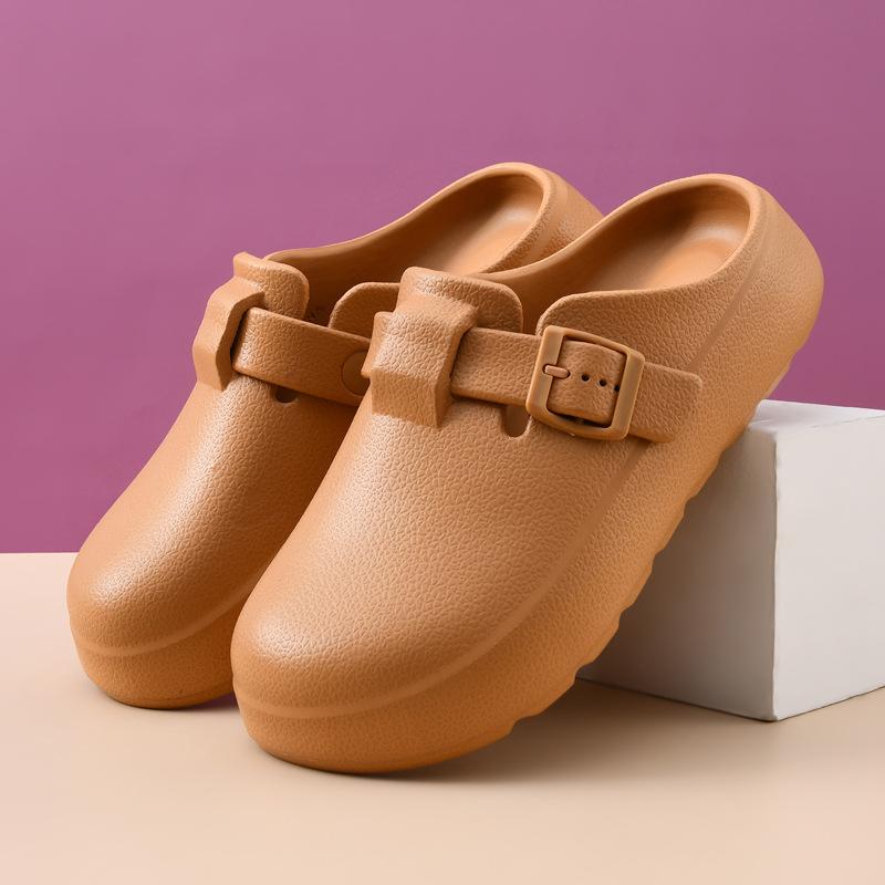 New Women's Solid Color Hole Shoes Platform Non-slip Wear-resistant Fashion Simple Outdoor Beach Bag Head Slippers