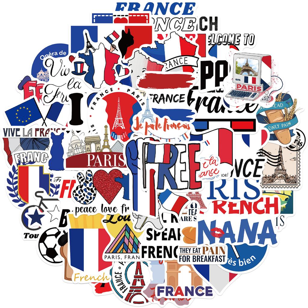 50 City French Graffiti Stickers Guitar Laptop Suitcase DIY Waterproof Stickers