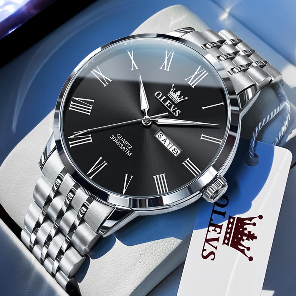 OLEVS New Rome Time Watch Men Quartz Fashion Sports Watch Auto Date Waterproof Night Light Watches Mens reloj hombre