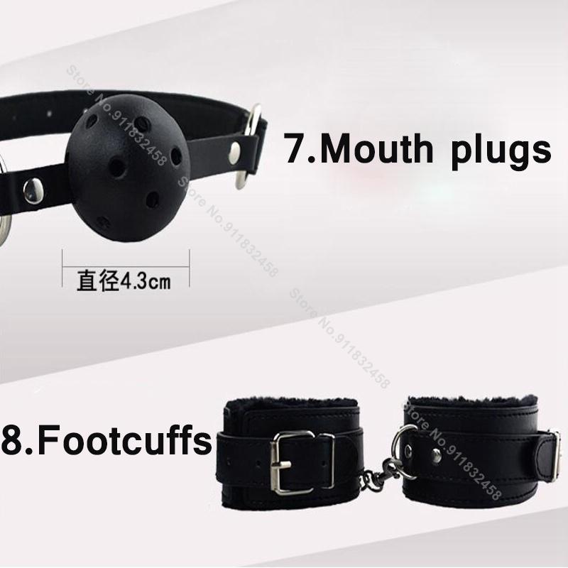 Beginner Friendly BDSM Bondage Set – 7 Pcs Cotton Rope Restraint Kit with Handcuffs Collar Gag Whip Couples Adult Play Toy