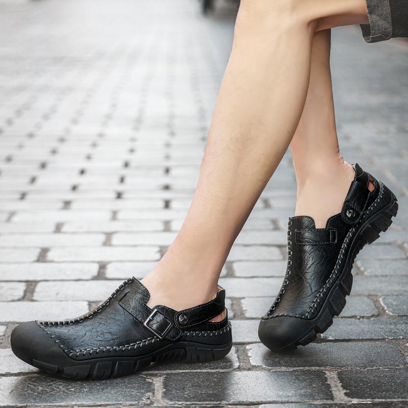 Fashion Men Sandals Soft Male Non-slip Outdoor Men's Sandals Anti-collision Casual Shoes Plus Big Size 48 Slip On Shoes Leather Platform