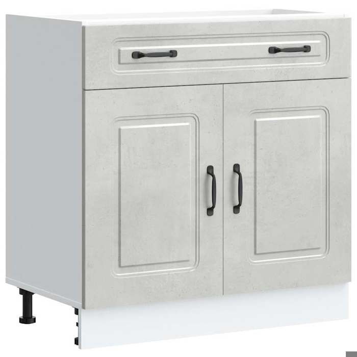 VidaXL Armoire de cuisine Kalmar gris béton bois d'ingénierie, meuble bas d'évier, meuble bas de cuisine avec tiroir, meuble 853501