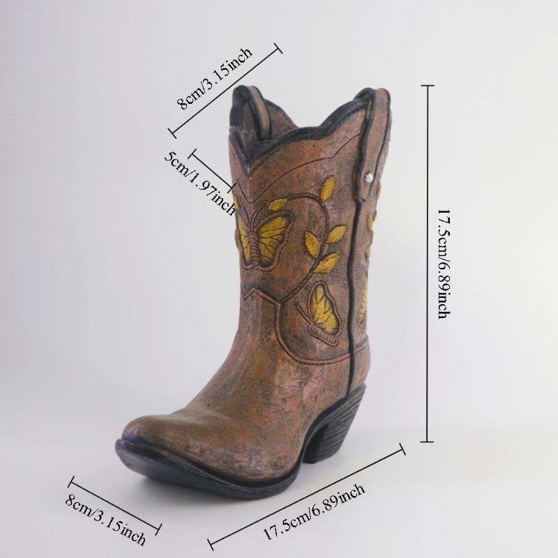 Western Boots Resin Vase Modern Hydroponic Flower Pot Light Luxury Art Ornament for Home Living Room Desktop Decor
