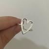Silver Color Hollow Heart Rings for Women Wedding Engagement Luxury Oval Metal Open Rings Party Birthday Gifts