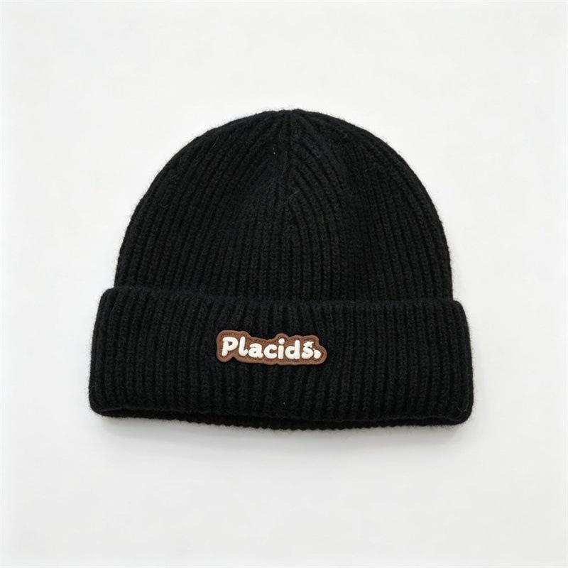 Knitted hat women's autumn and winter letter wool hat outdoor warm versatile pullover ear protector cold hat men's tide