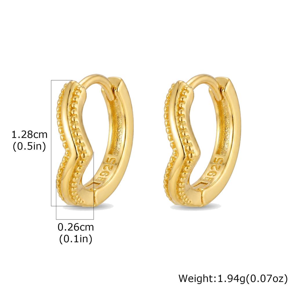 Gold Plated V-Shaped Zircon Huggie Hoop Earrings,  Small Paved Fashion Korean CZ Geometric Lightweight Minimalist Ear Jewelry