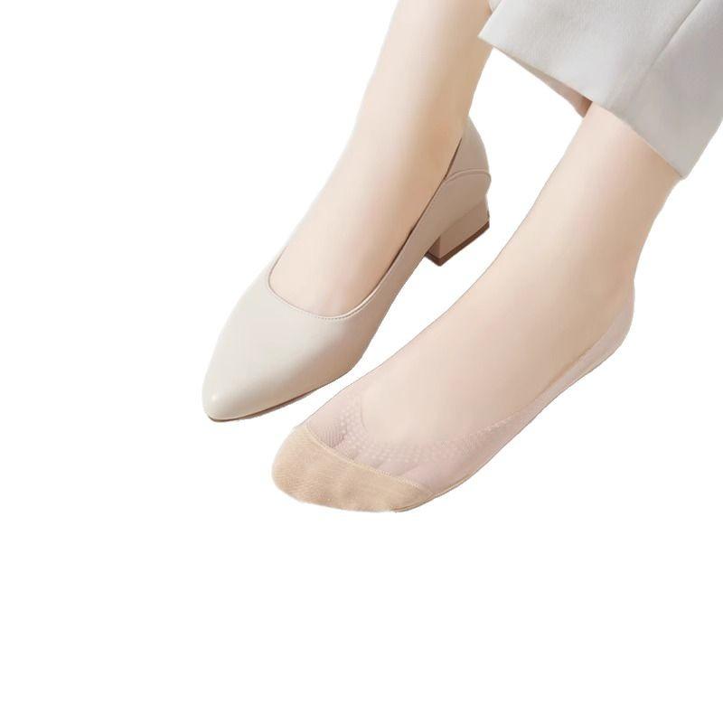 5 Pairs Ice Silk Boat Socks Women's Summer Thin Socks Non-slip with Shallow Mouth Invisible Socks