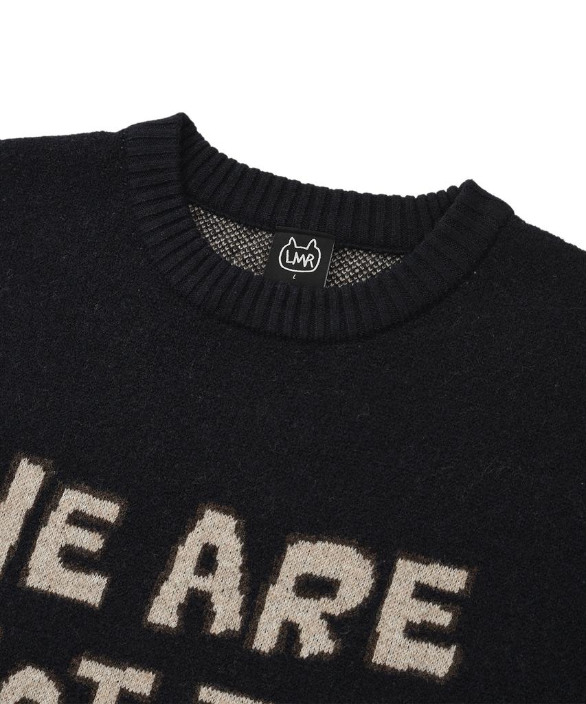 LMR Lettering Jacquard Pullover Knit Dark Navy